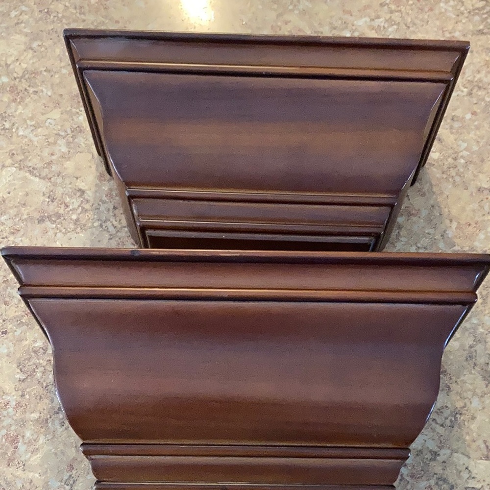 Wood Wall Shelf mahogany set of 2 floating